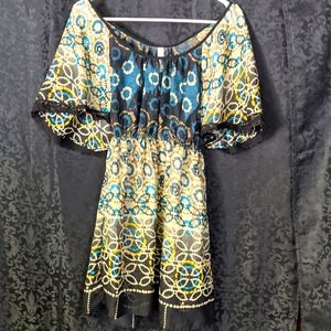 Women's Xhilaration XS Shear Tan and Turquoise Dress